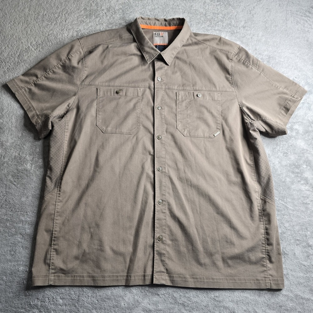511 Tactical Shirt Mens 2XL Major Brown Flex-Tact Twill Short Sleeve Stretch
